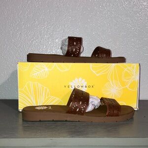 Yellow Box Brown Double-Strap Slide Sandals
